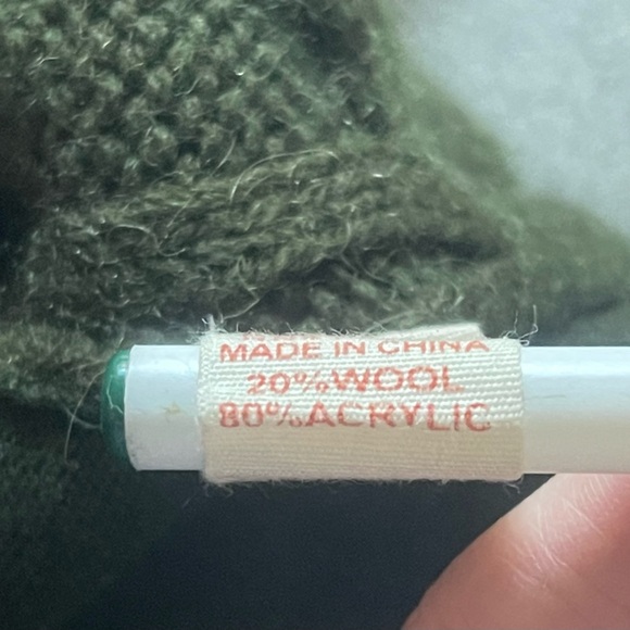 Orange Fashion Village Dark Green Wool Blend Pullover Sweater - Picture 9 of 13